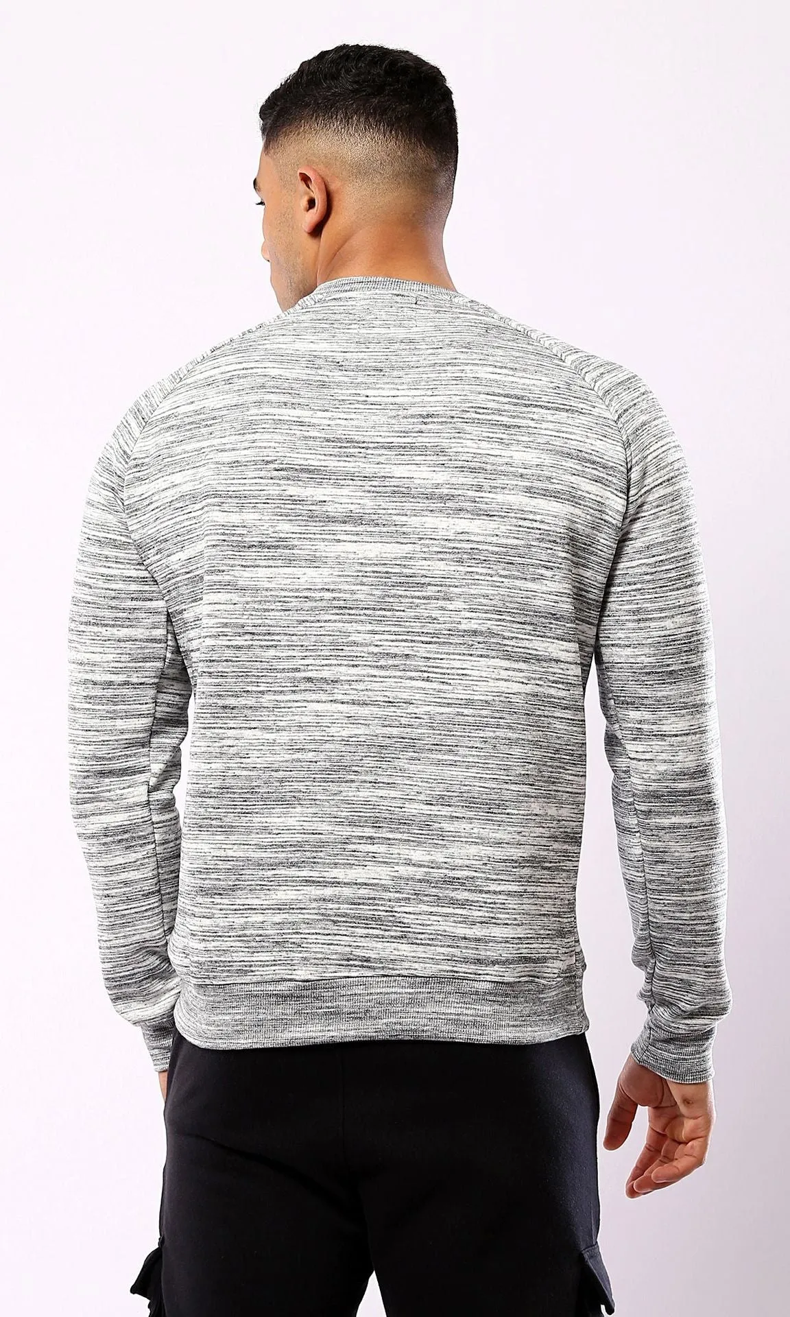 O180400 Round Neck Heather Light Grey Slip On Sweatshirt