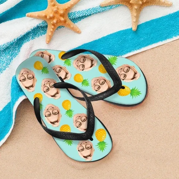 Personalized Custom Face Photo Pineapple Flip Flops