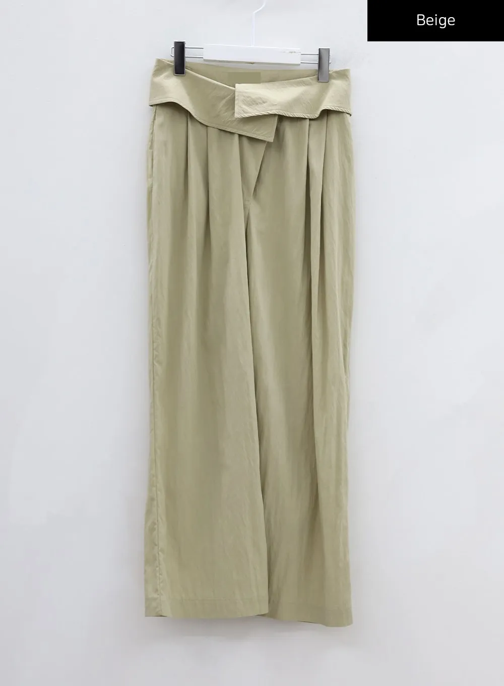 Pin-tuck Nylon Wide Leg Pants CU13