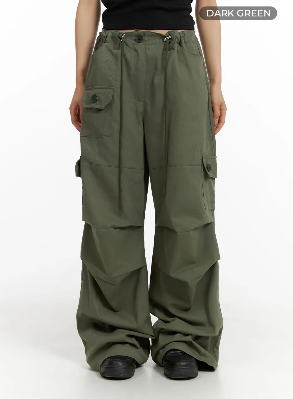 Pintuck Baggy Cargo String Pants CF429