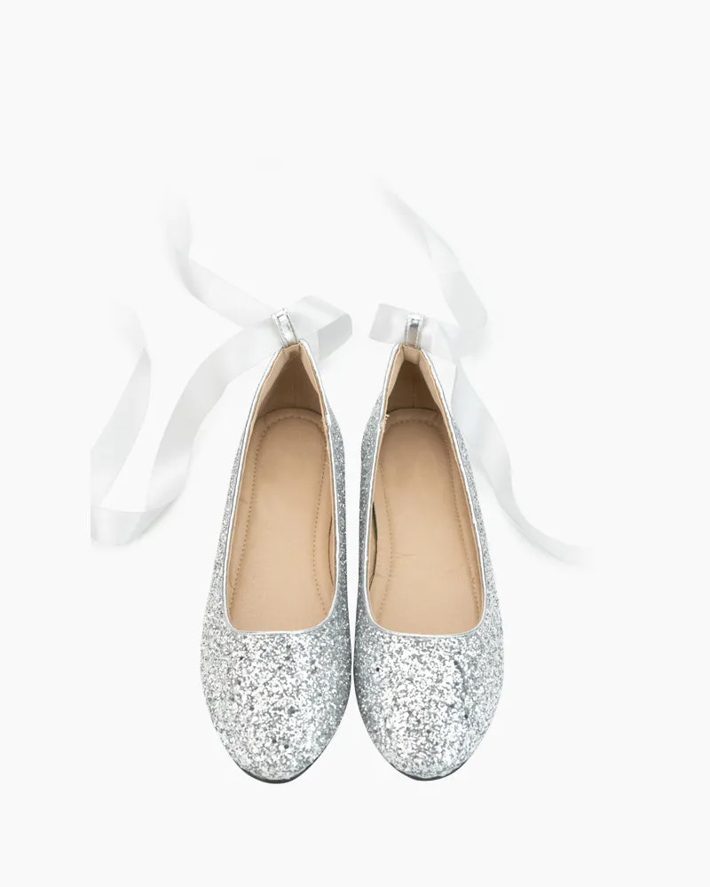 Rhinestone Lace-up Comfort Light Ballet Flats