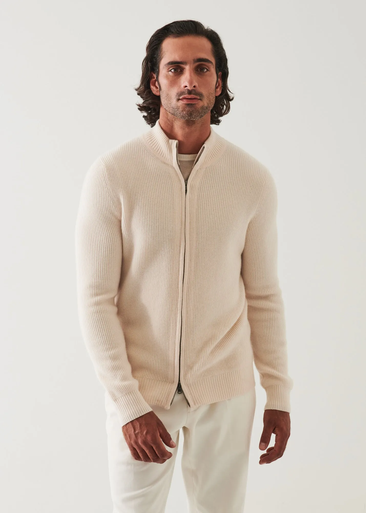 RIBBED CASHMERE FULL ZIP