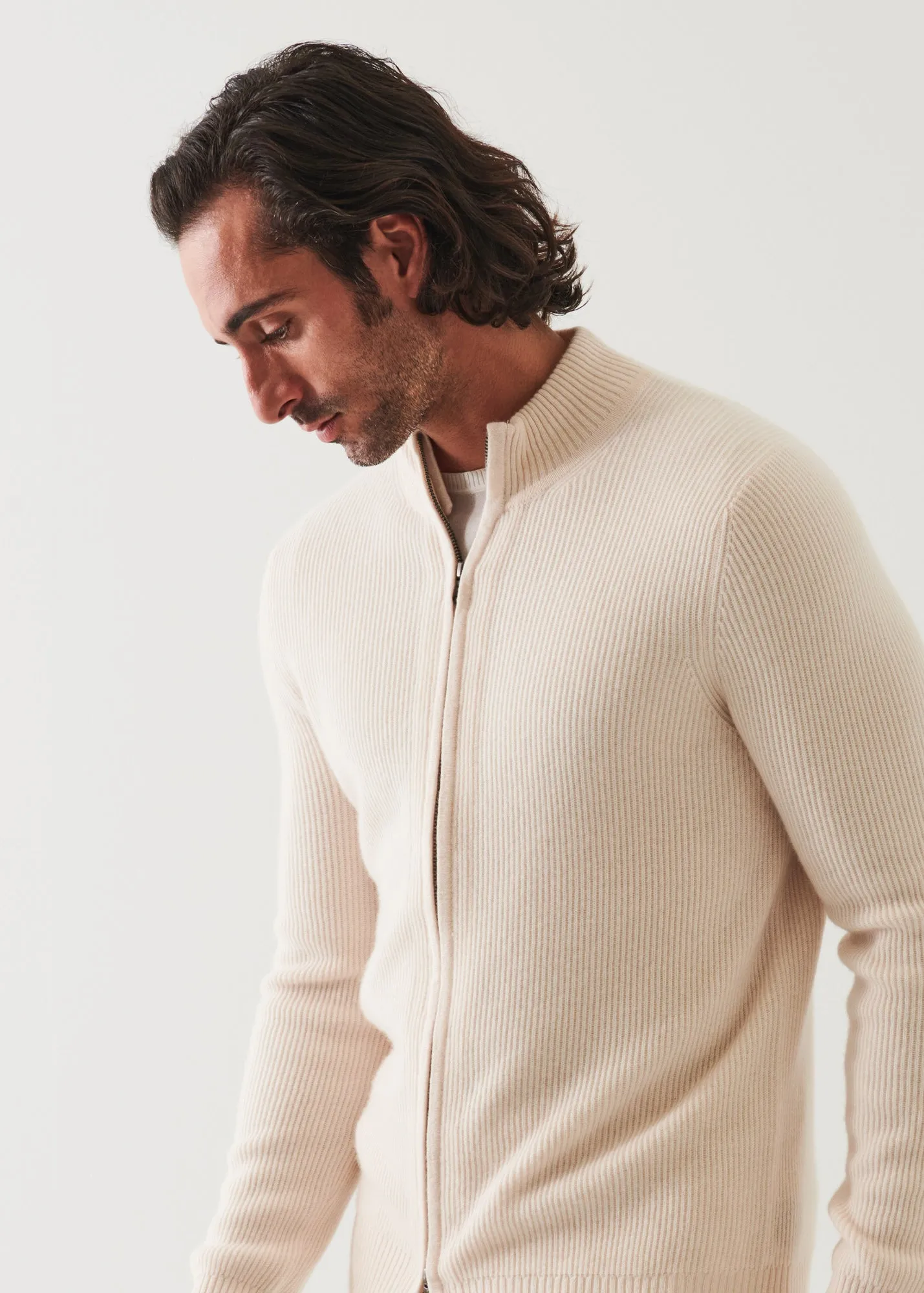 RIBBED CASHMERE FULL ZIP