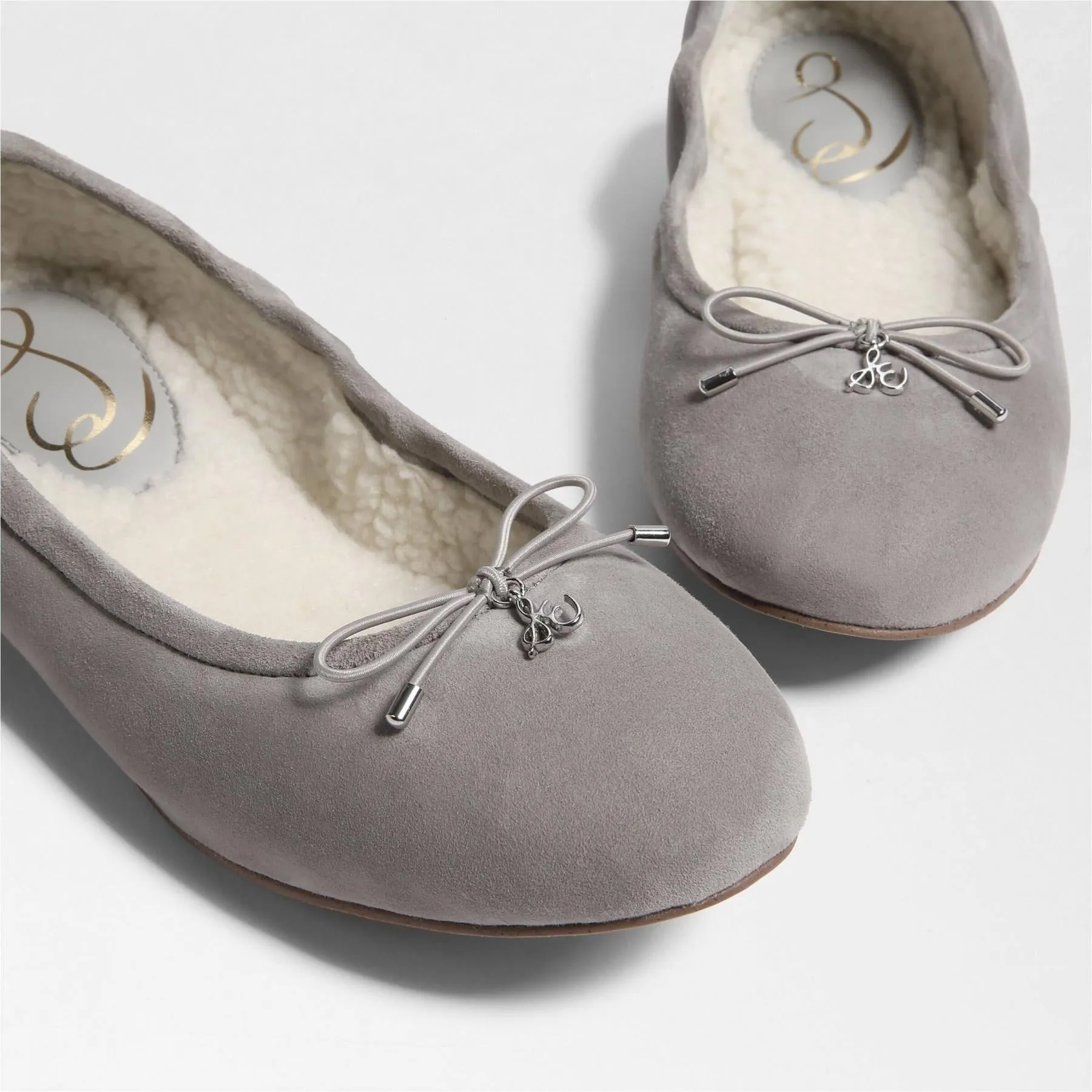 Sam Edelman Felicia Pebble Grey Slip On Rounded Toe Flexible Wide Ballet Flats