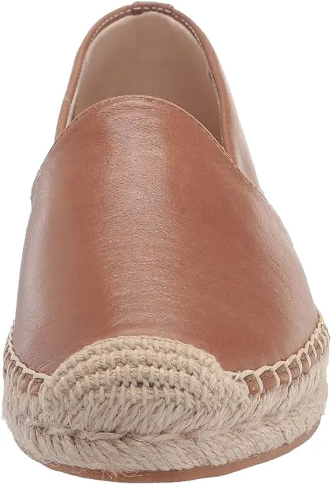 Sam Edelman Kesia Latte Leather Slip On Round Toe Espadrille Platform Flat Loafers