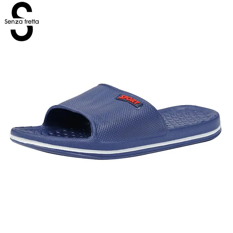 Senza Fretta Mens Slip On Sport Slide Sandals Flip Flop Shower Shoes Slippers House Pool Gym Sandal Slippers Men Shoes WS060