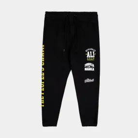 Mens SP x Muhammad Ali Thrilla In Manila Jogger Pants - Stylish Black and Yellow Athletic Wear