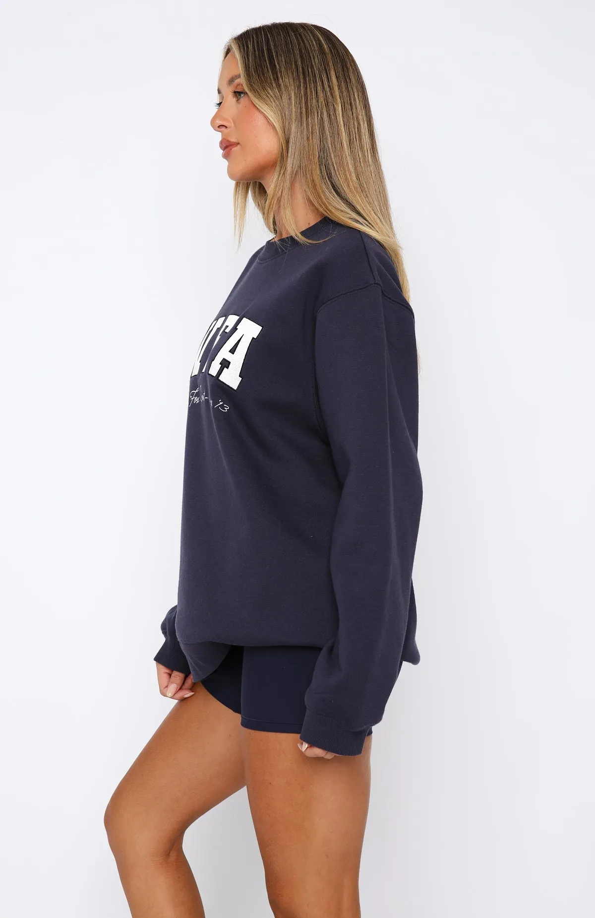 Sporty Girl Oversized Sweater Navy