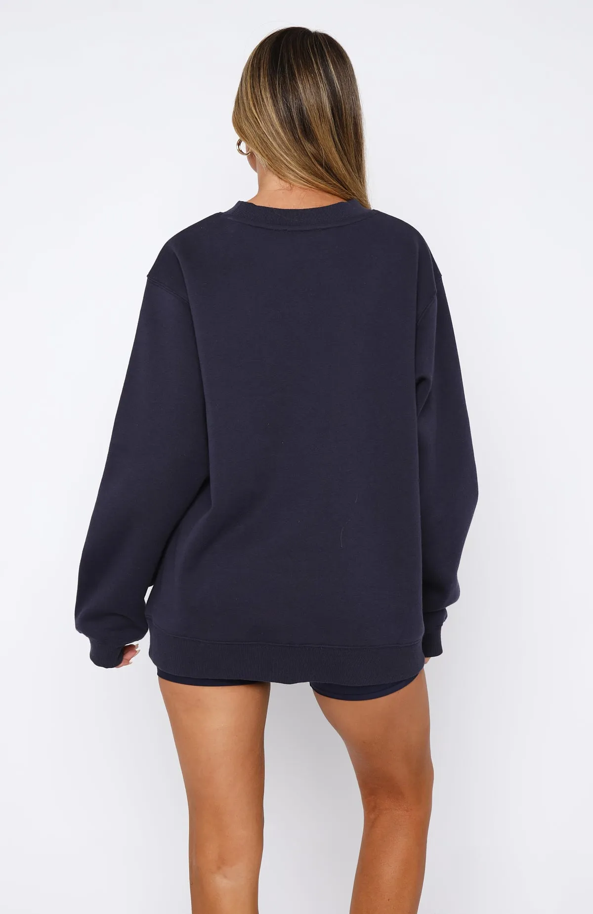 Sporty Girl Oversized Sweater Navy