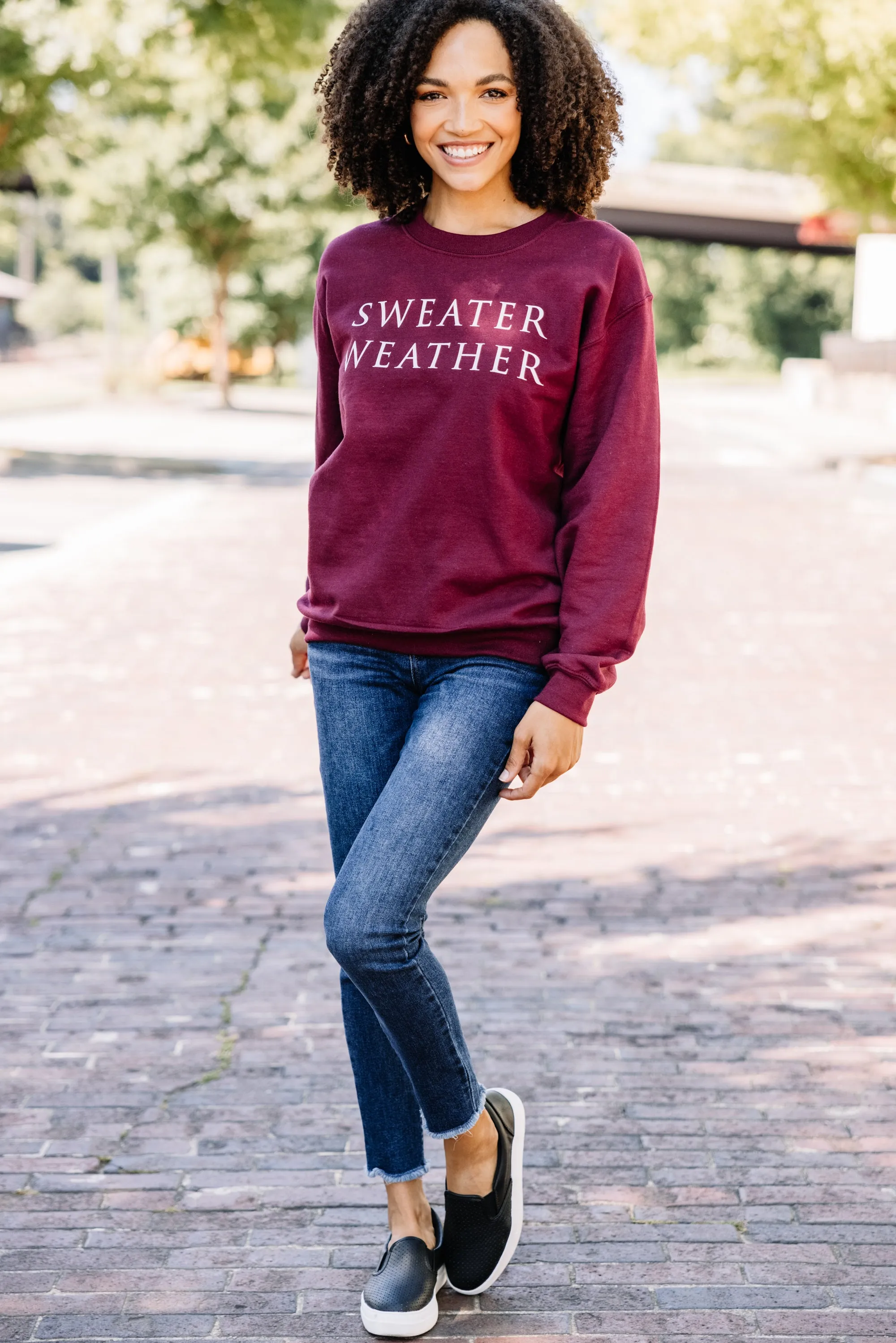 Sweater Weather Maroon Red Graphic Sweatshirt