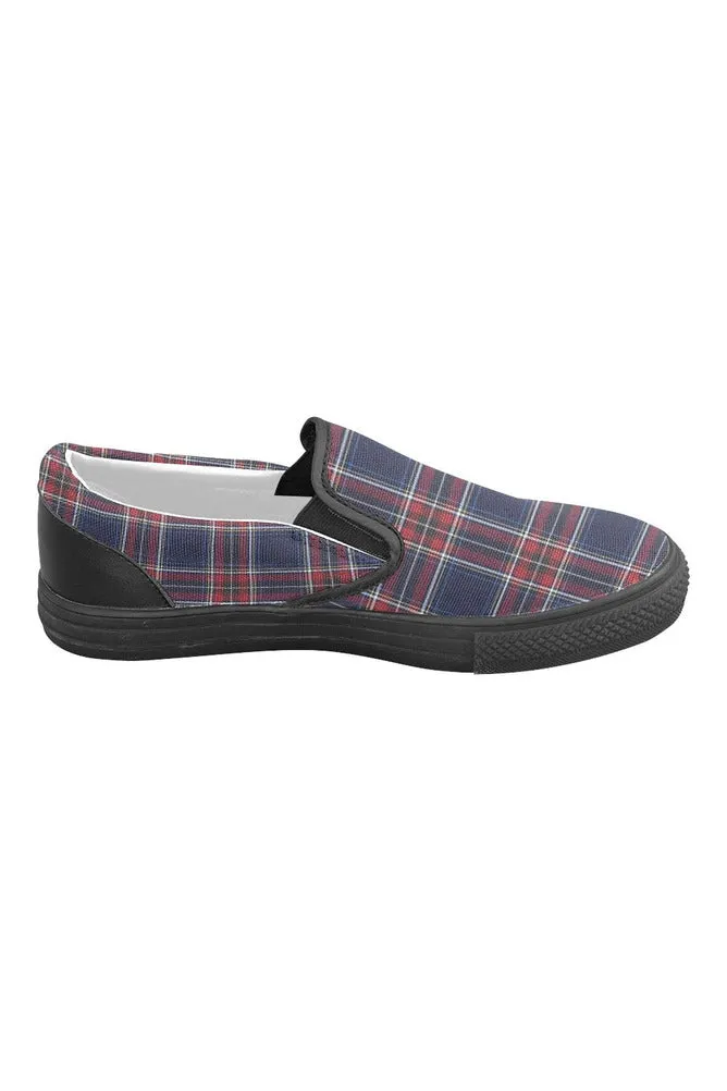 Tartan Blue Men's Slip-on Canvas Shoes (Model 019)