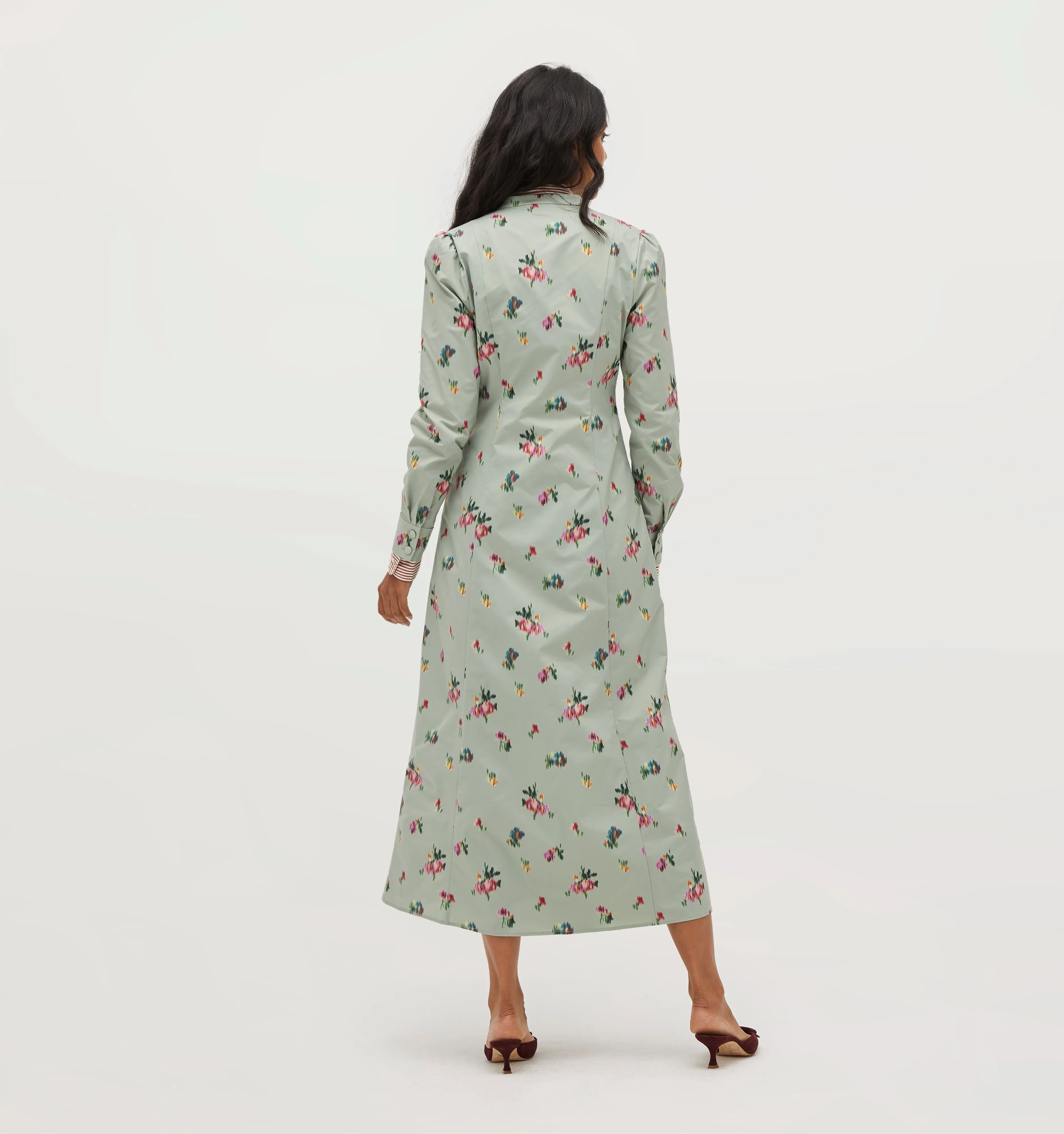 Sage Ikat Floral Taffeta Lucienne Dress - Elegant and Stylish Womens Fashion