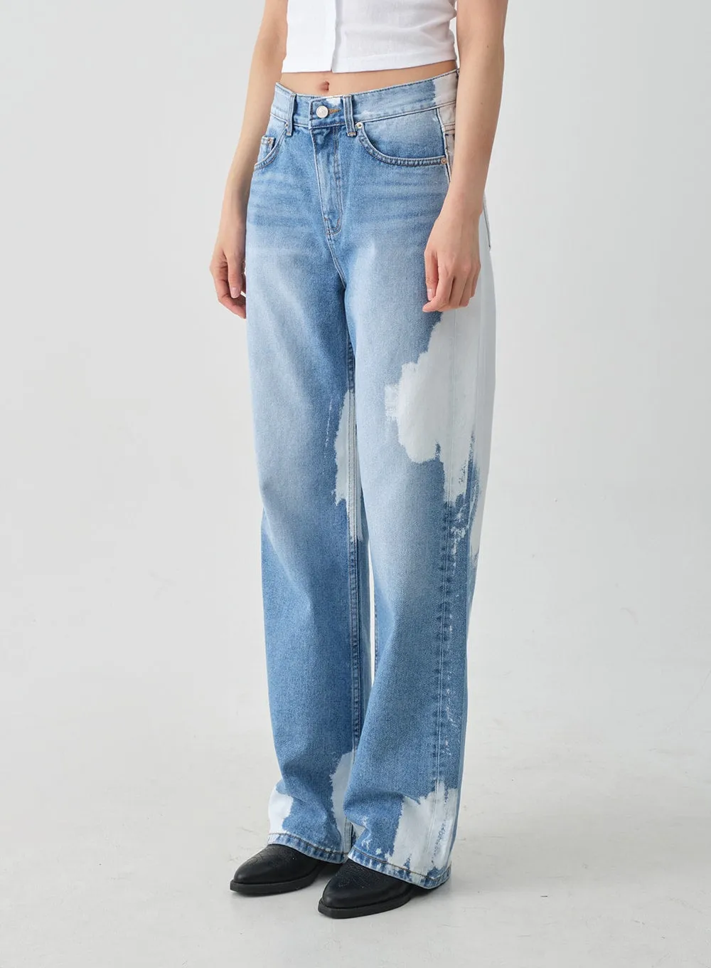 Tie-dye Wide Leg Denim Pants CJ03