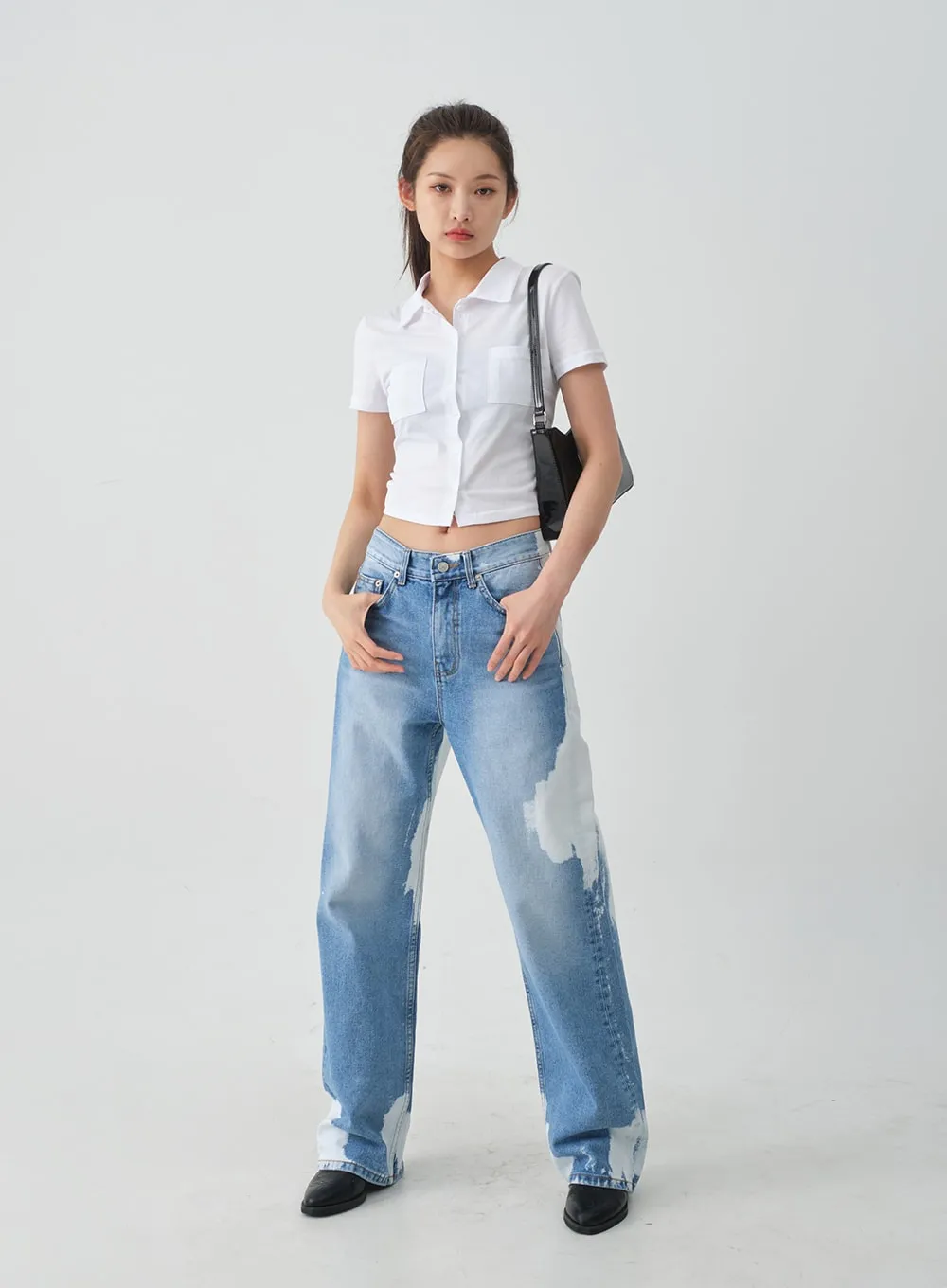 Tie-dye Wide Leg Denim Pants CJ03