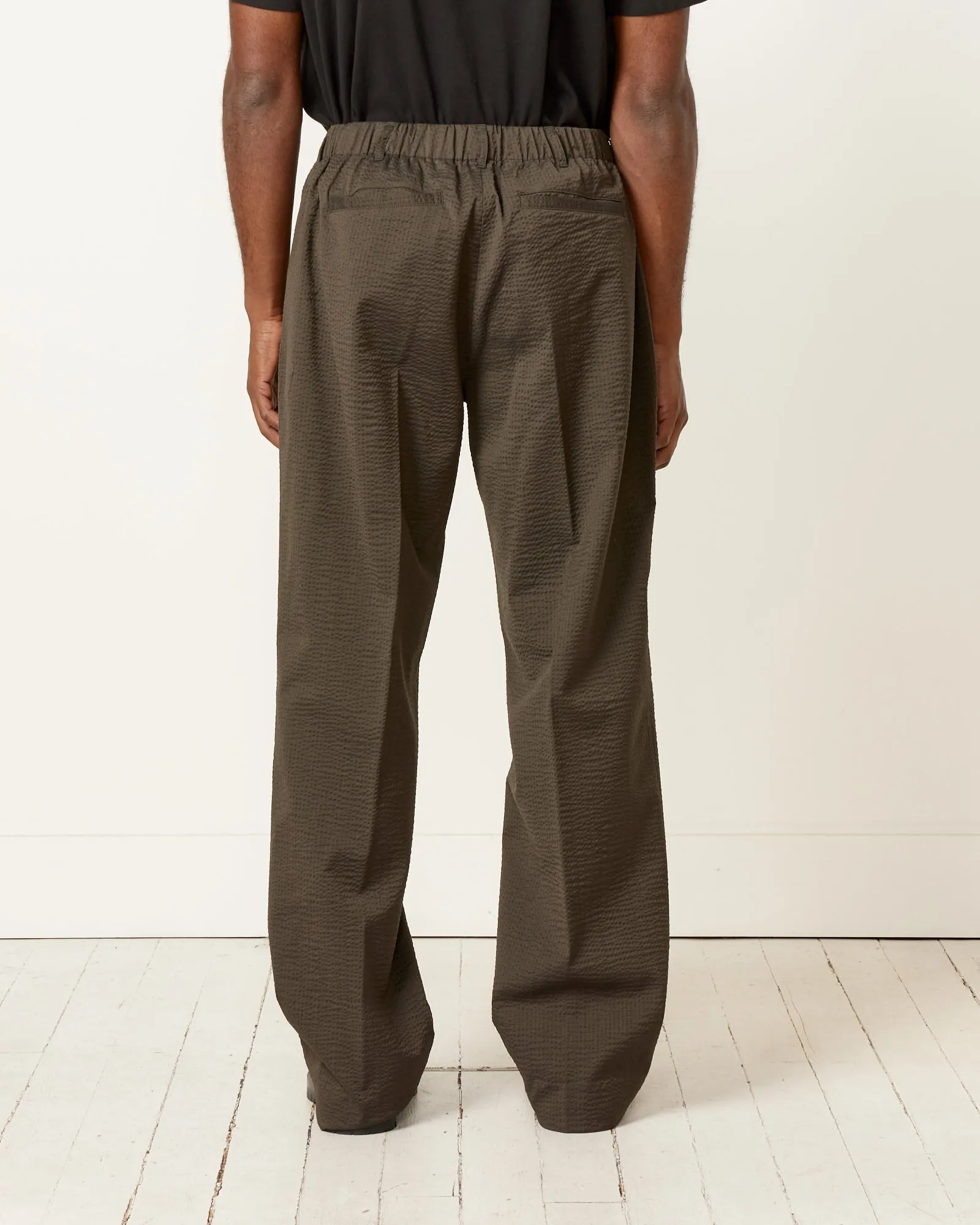 West Coast Pant 3.0 in Super 120s Wool Seersucker in Olive