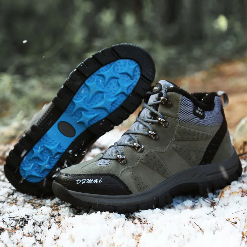 Winter Mens Warm Hiking Boots High Top Sneakers Outdoor Shoes