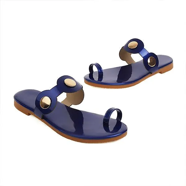 Women's Casual Metal Disc Flat Flip Flops 00079424C