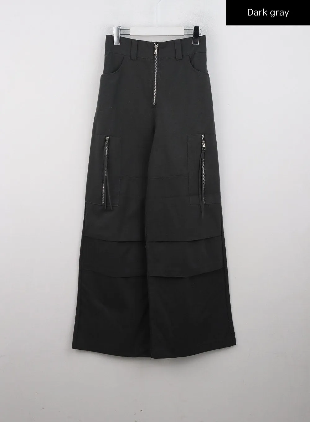 Zip Pocket Pintuck Wide Leg Pants CD301